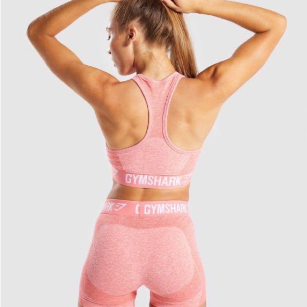Peach coral gymshark flex leggings and matching sports bra - Picture 9 of 9